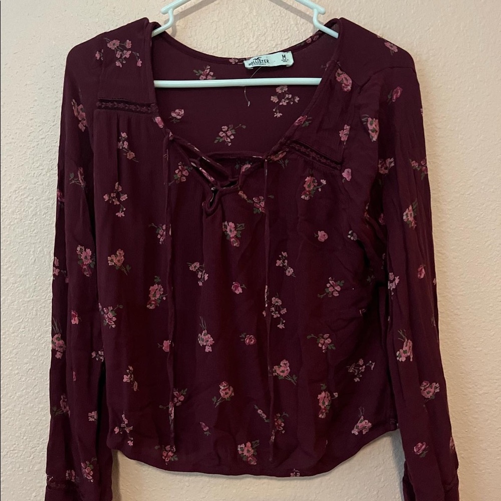 Hollister floral pink blouse size medium